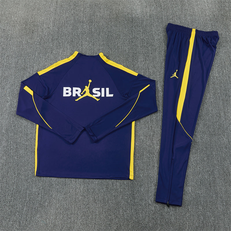 Brazil Navy And Yellow 1/4 Zip Tracksuit