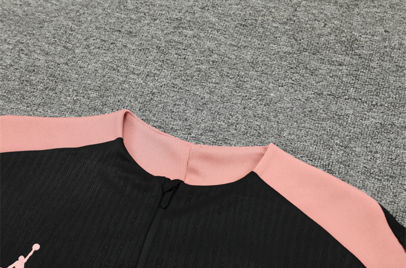 24/25 Jordan x PSG Black And Salmon Pink 1/4 Zip Tracksuit