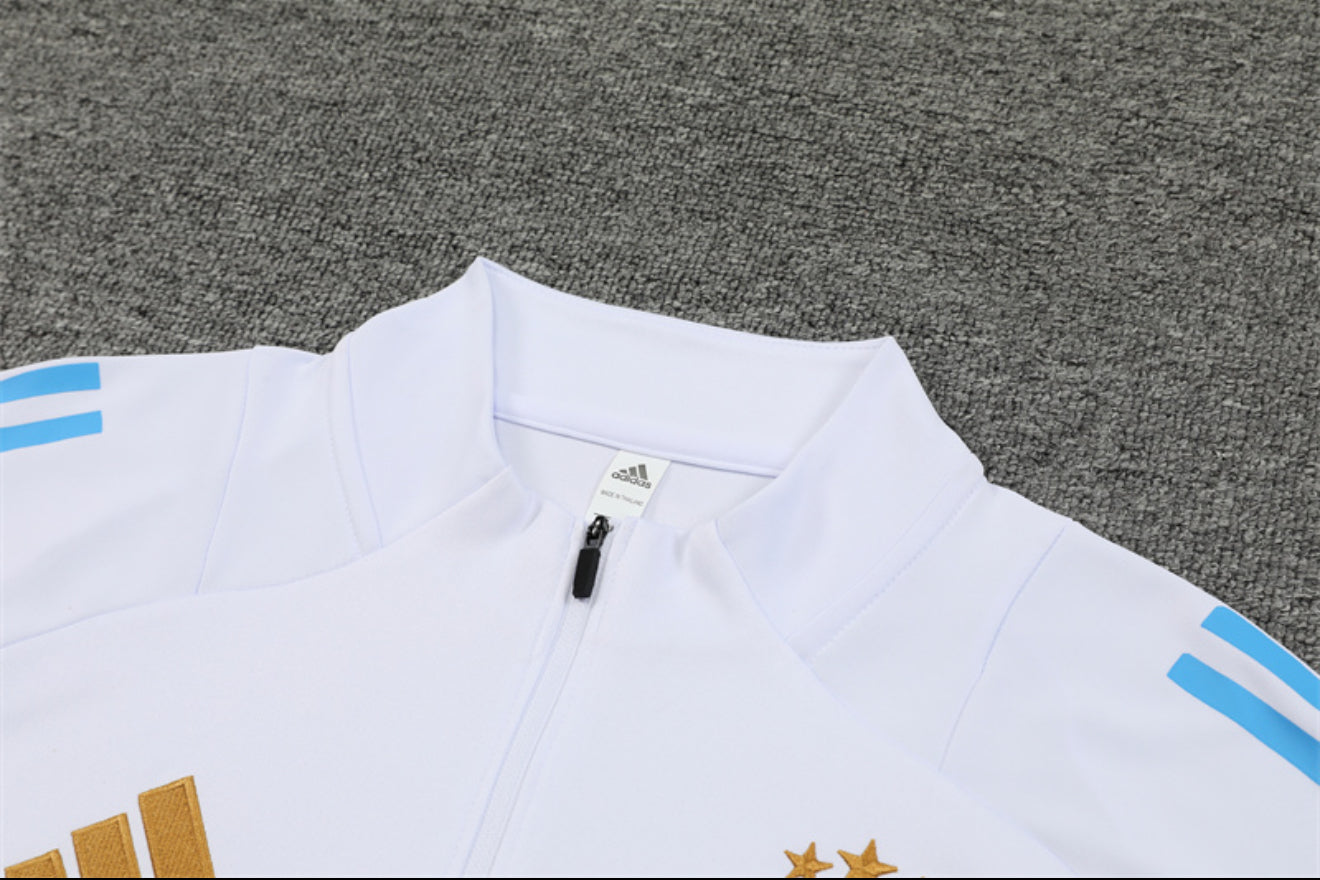 2025 Argentina White And Black 1/4 Zip Tracksuit