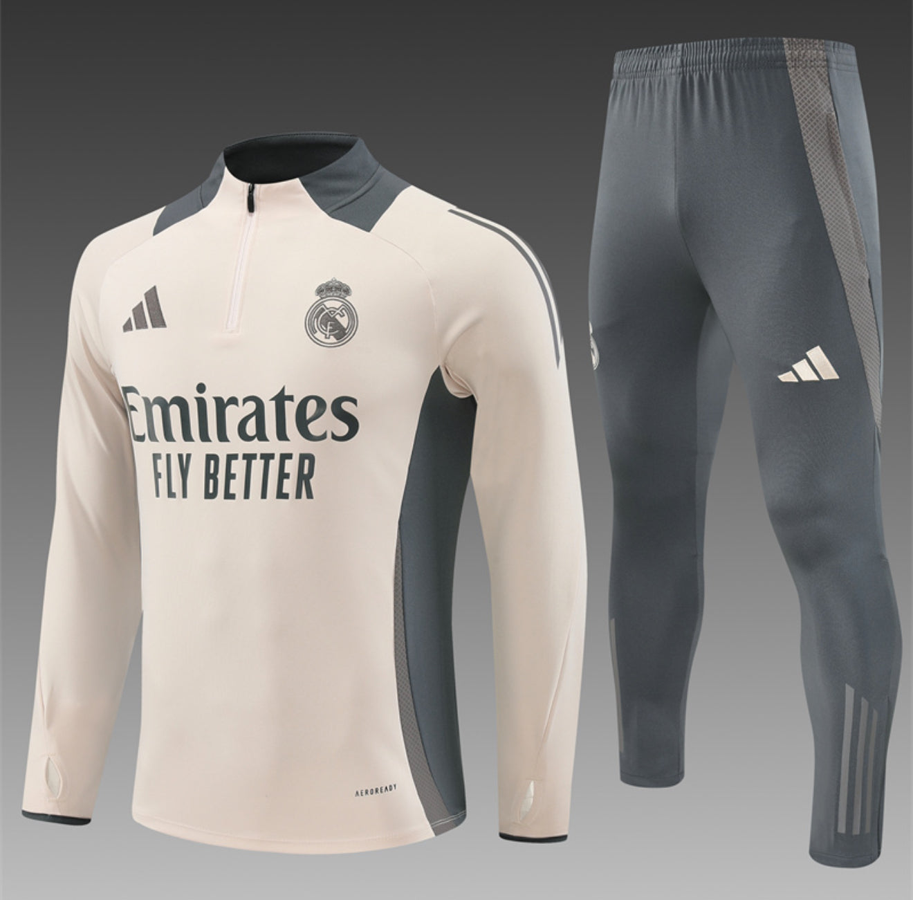 24/25 Real Madrid Beige 1/4 Zip Tracksuit
