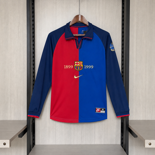 1999/00 Barcelona Retro Home Jersey (Long Sleeve)