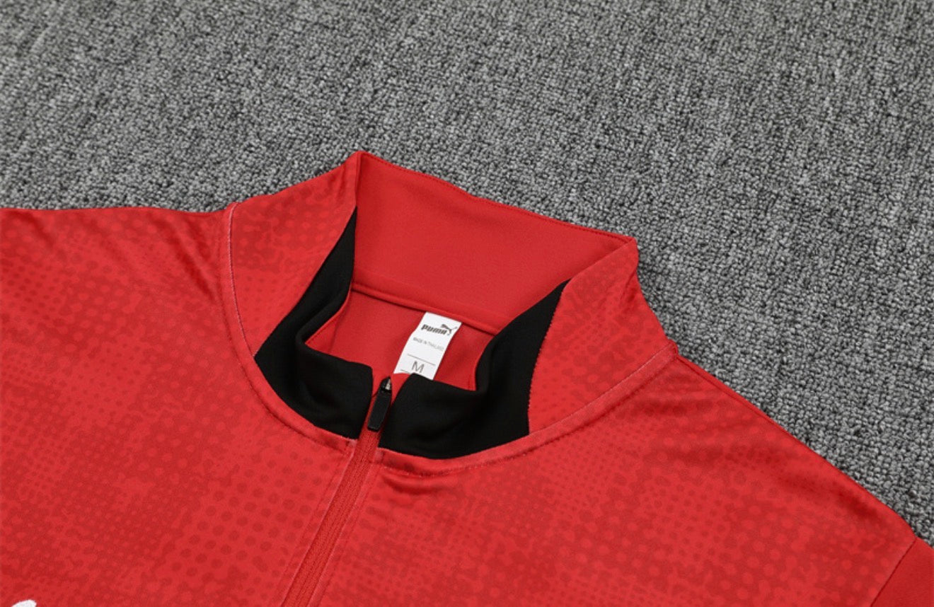 25/26 AC Milan Red/Black 1/4 Zip Tracksuit