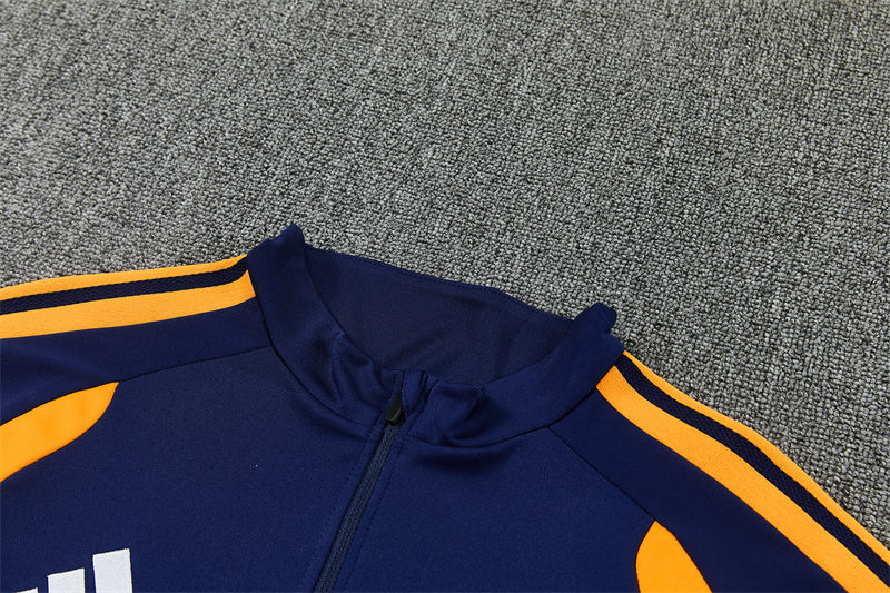 26/27 Real Madrid Navy And Orange 1/4 Zip Tracksuit