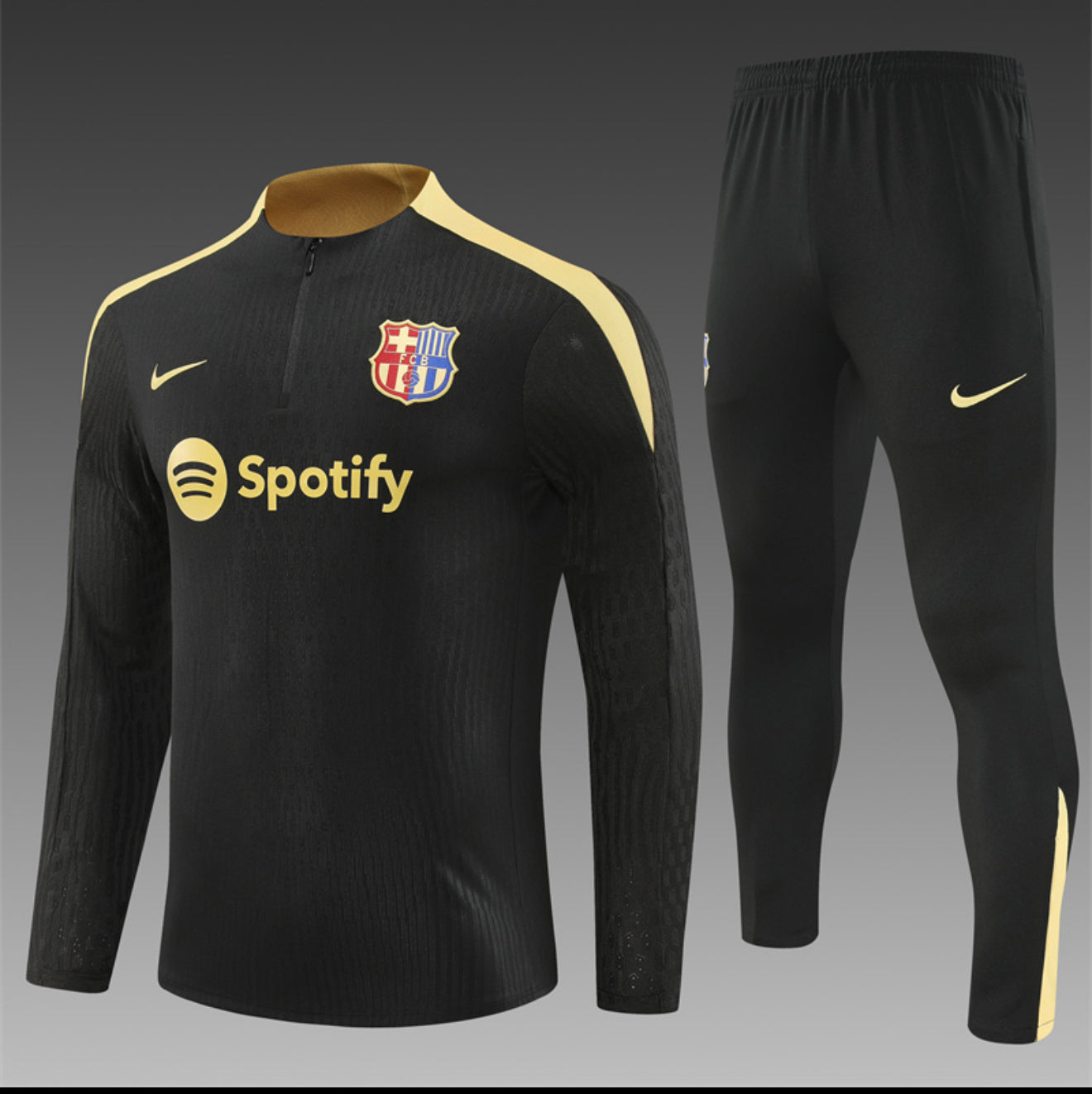 24/25 FC Barcelona Black And Gold 1/4 Zip Tracksuit