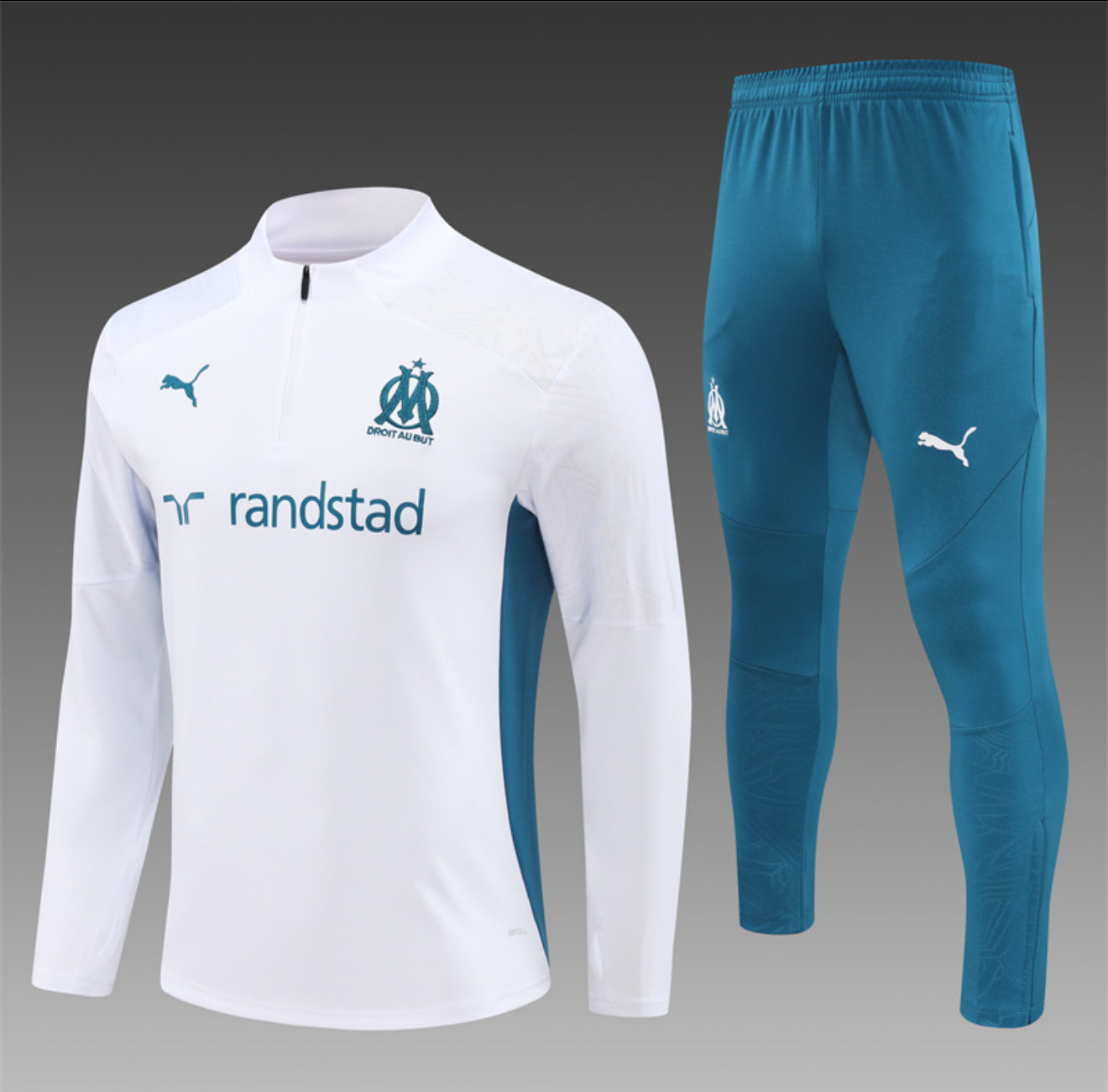 24/25 Marseille White And Blue 1/4 Zip Tracksuit