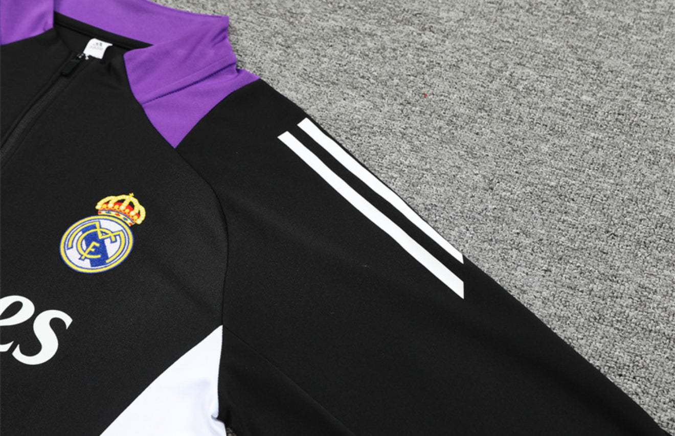 24/25 Real Madrid Black And Purple 1/4 Zip Tracksuit