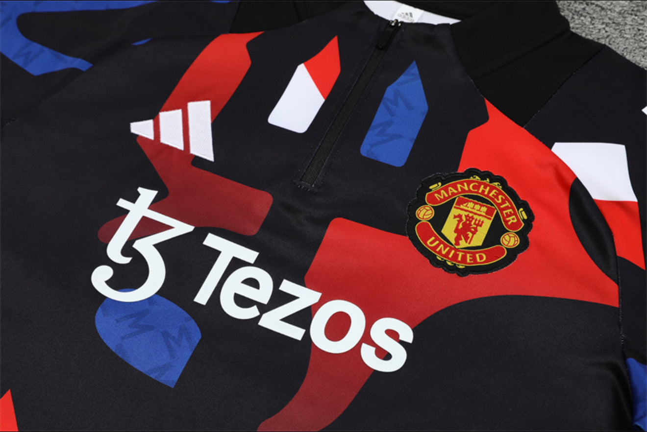 24/25 Manchester United Red, Black And Blue 1/4 Zip Tracksuit