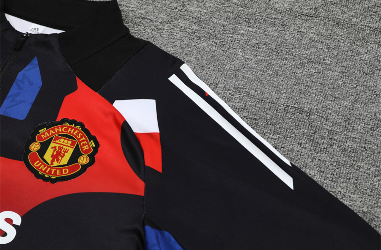 24/25 Manchester United Red, Black And Blue 1/4 Zip Tracksuit