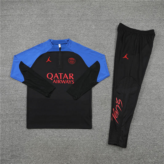 22/23 Jordan x PSG Black And Blue 1/4 Zip Tracksuit