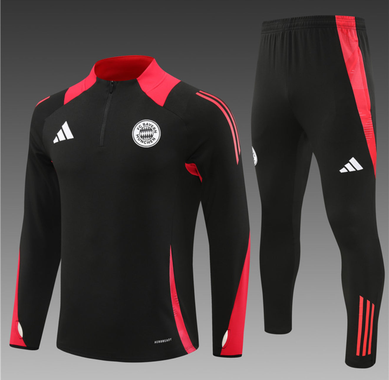 24/25 FC Bayern Munich Black And Red 1/4 Zip Tracksuit