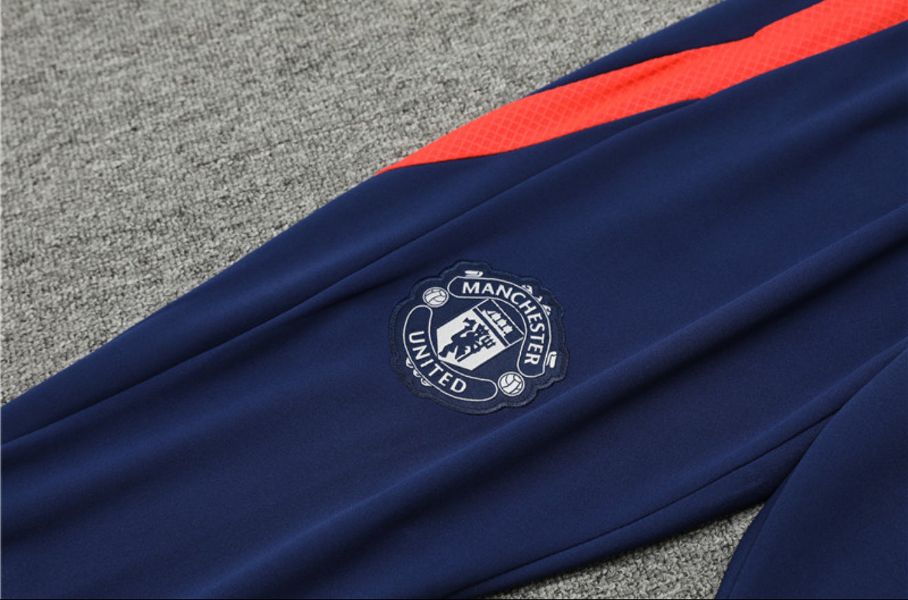 24/25 Manchester United Dark Blue And Orange Tracksuit