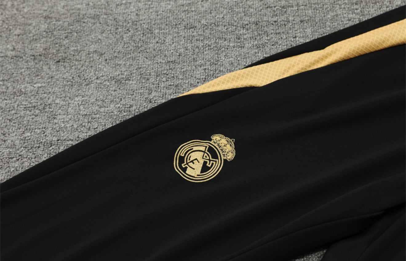 24/25 Real Madrid Black And Gold Tracksuit
