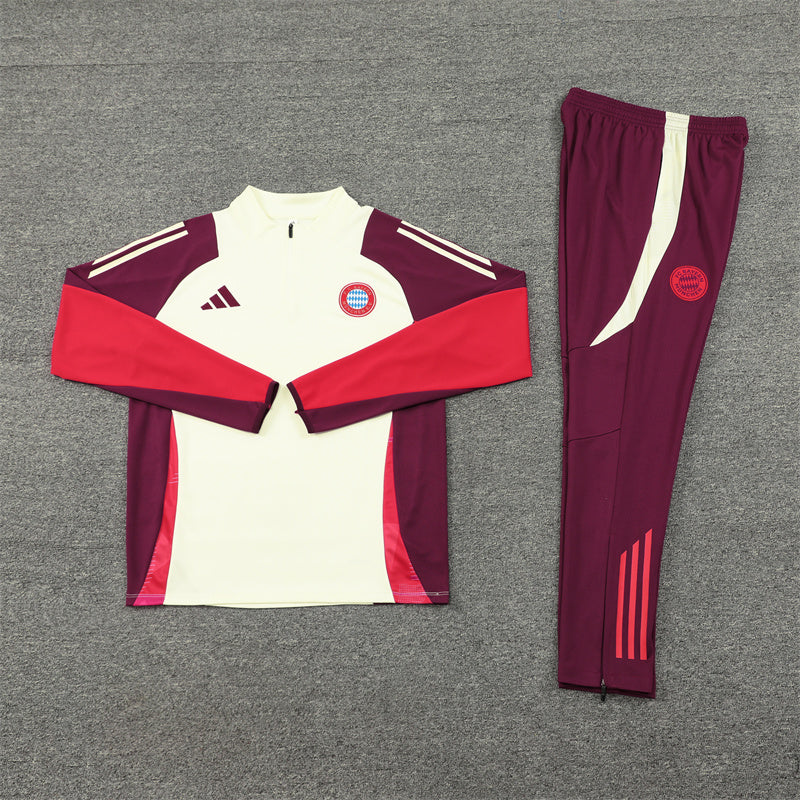 24/25 FC Bayern Munich Red And Cream 1/4 Zip Tracksuit