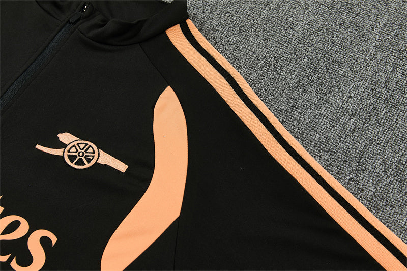 26/27 Arsenal Black And Orange 1/4 Zip Tracksuit