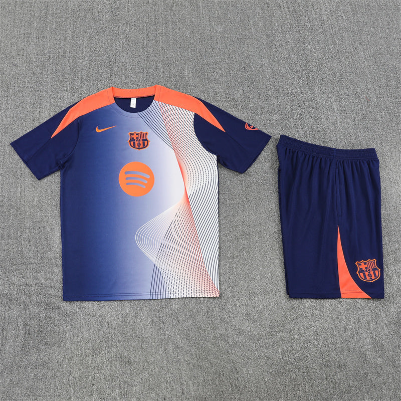 Barcelona T90  Blue/White/Orange Shorts Training Set