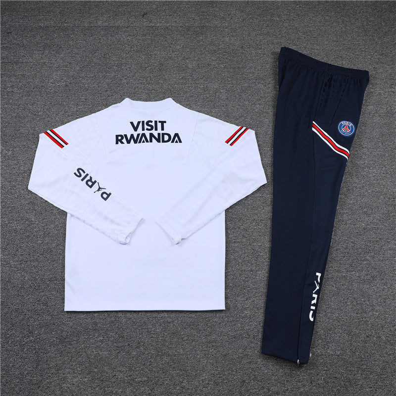 21/22 Jordan x PSG White And Navy 1/4 Zip Tracksuit