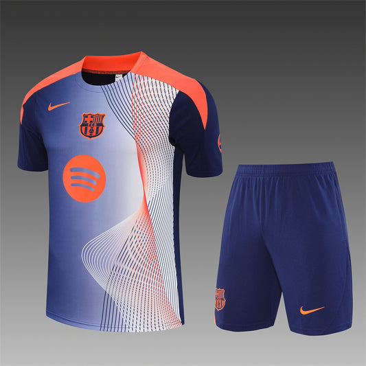 Barcelona T90  Blue/White/Orange Shorts Training Set