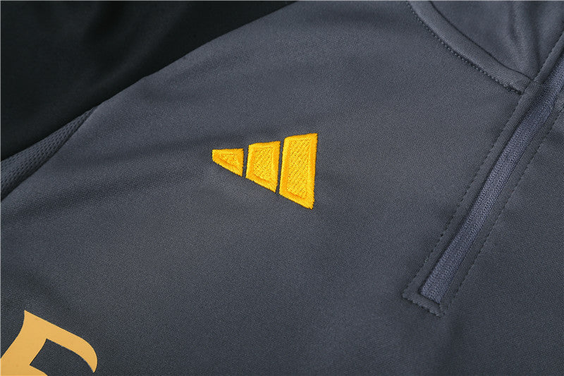 23/24 Real Madrid Dark Grey And Gold 1/4 Zip Tracksuit