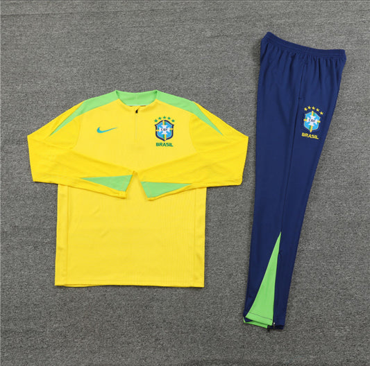2025 Brazil Yellow, Green And Blue 1/4 Zip Tracksuit
