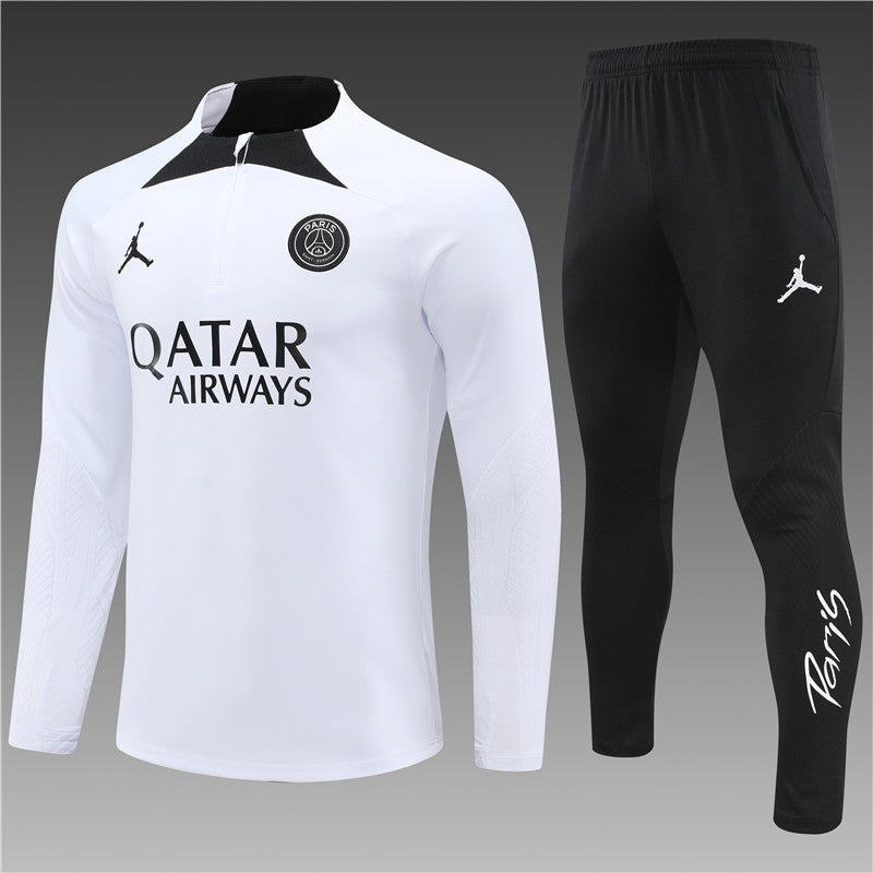 24/25 Jordan x PSG White And Black 1/4 Zip Tracksuit