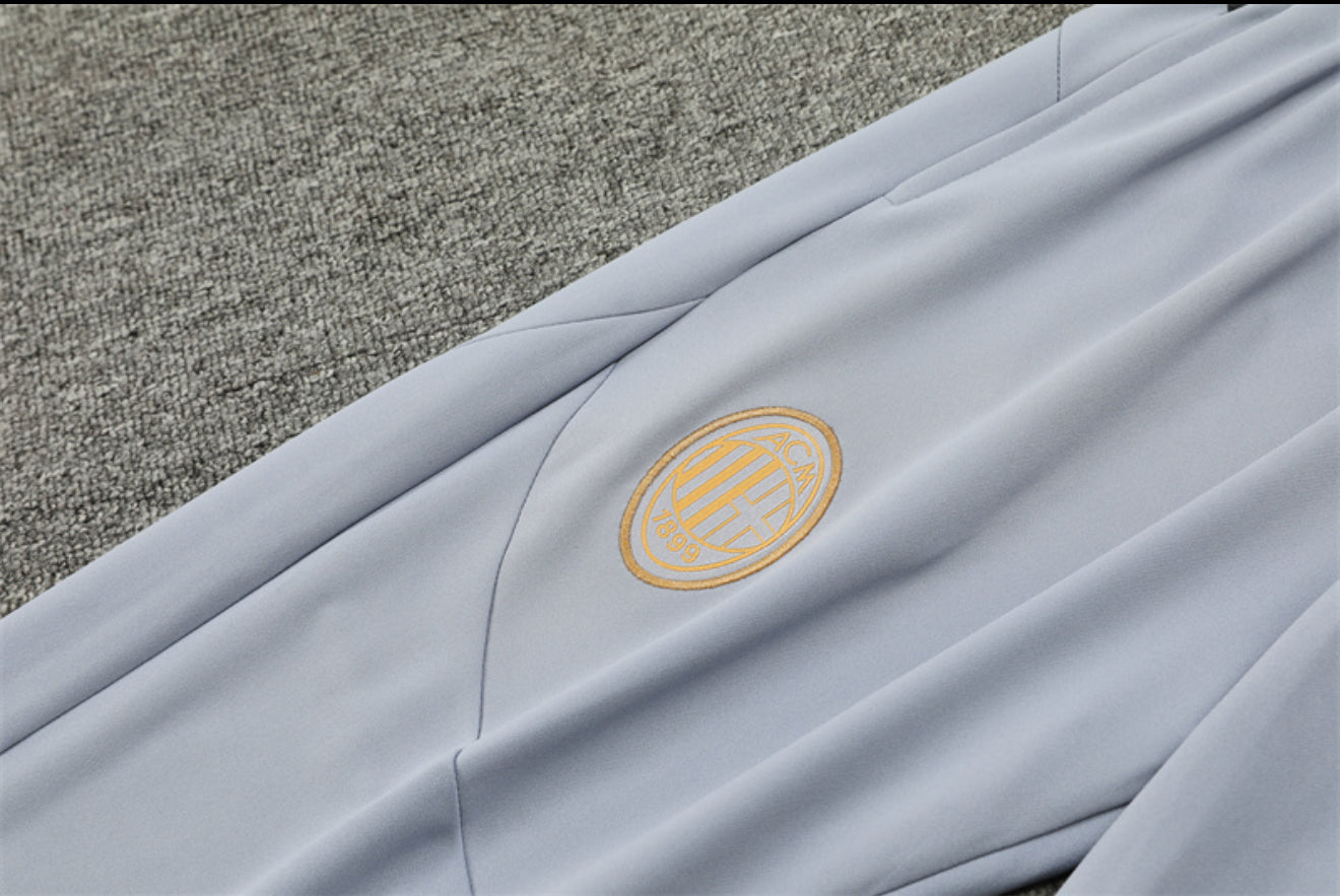24/25 AC Milan Light Grey 1/4 Zip Tracksuit