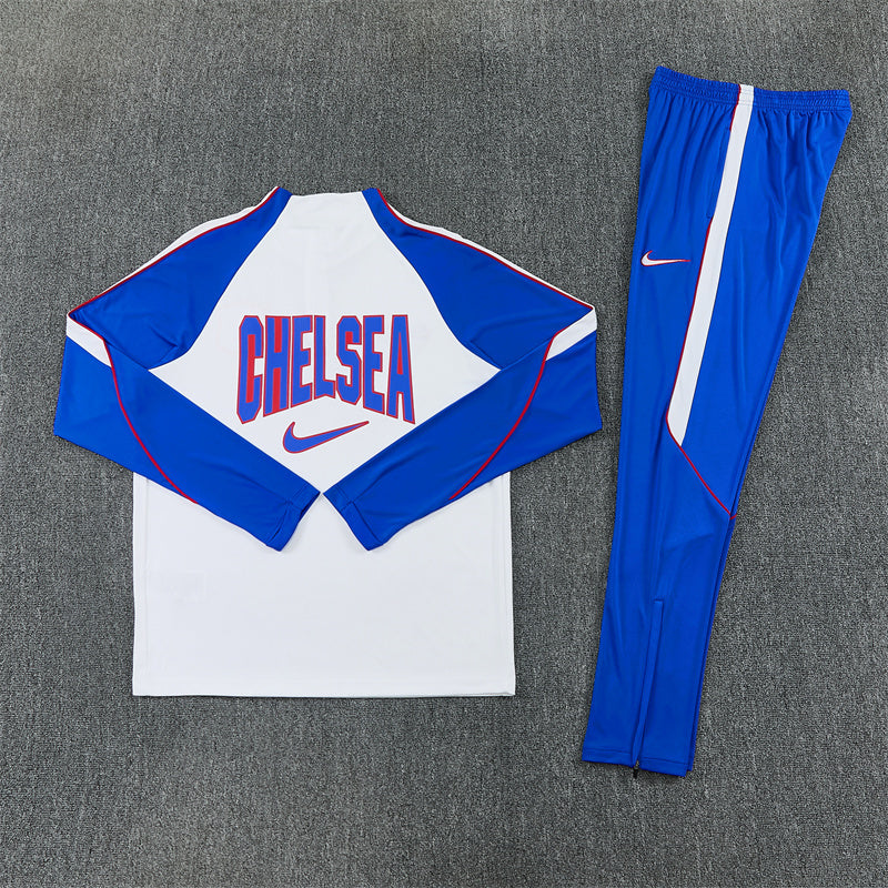 26/27 Chelsea FC White and Blue 1/4 Zip Tracksuit