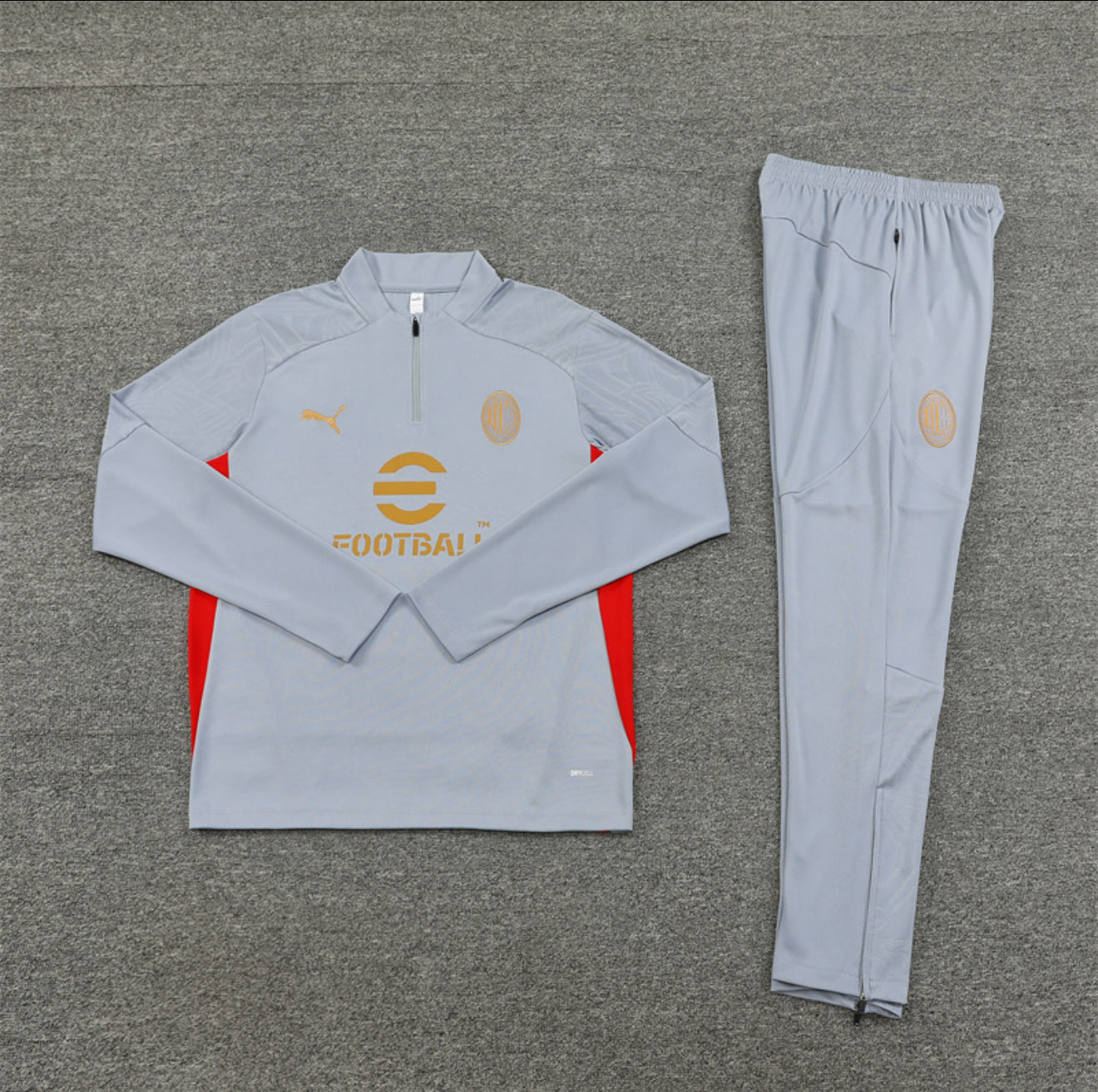 24/25 AC Milan Light Grey 1/4 Zip Tracksuit