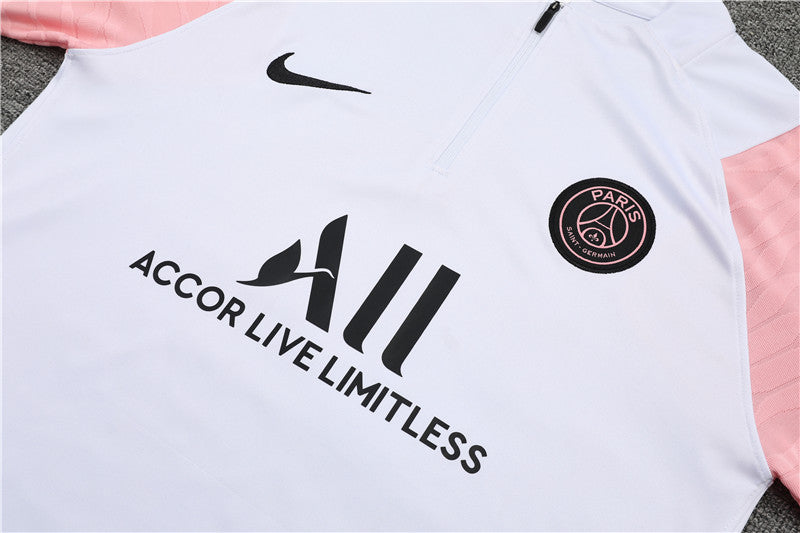 21/22 PSG White And Pink 1/4 Zip Tracksuit