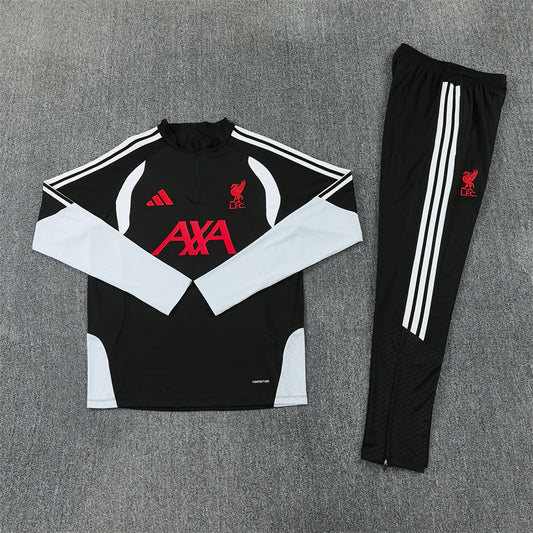 26/27 Liverpool FC Black And White 1/4 Zip Tracksuit