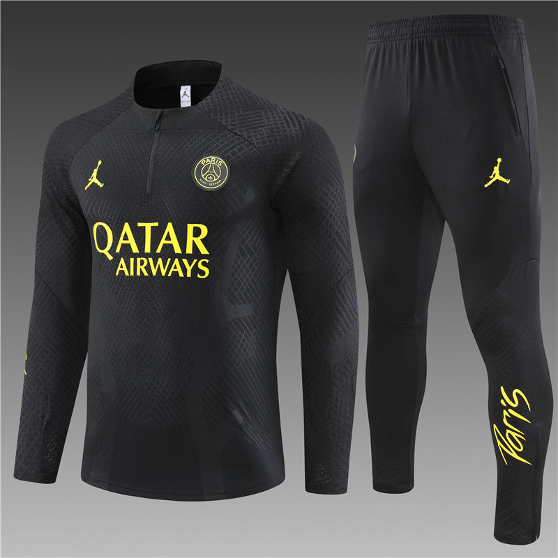 22/23 Jordan x PSG Black And Gold 1/4 Zip Tracksuit