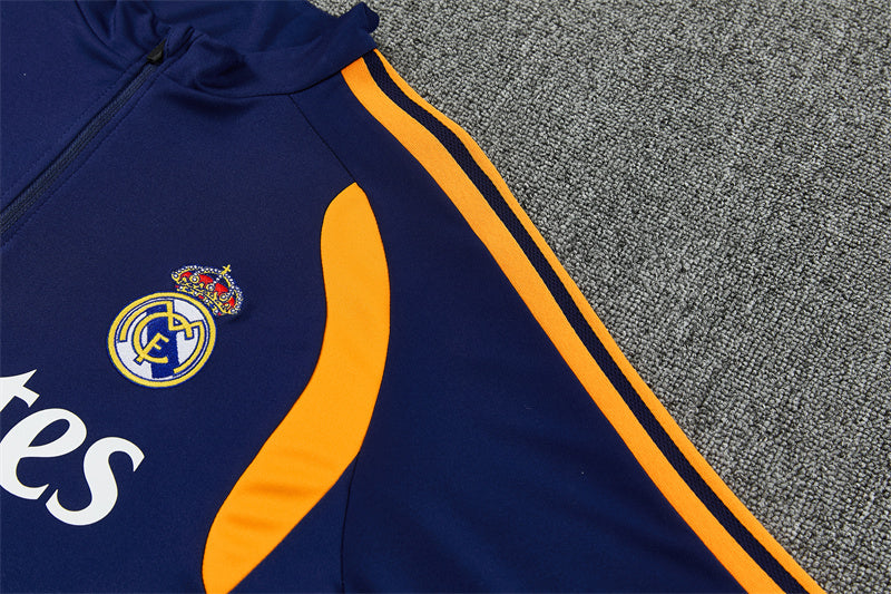 26/27 Real Madrid Navy And Orange 1/4 Zip Tracksuit