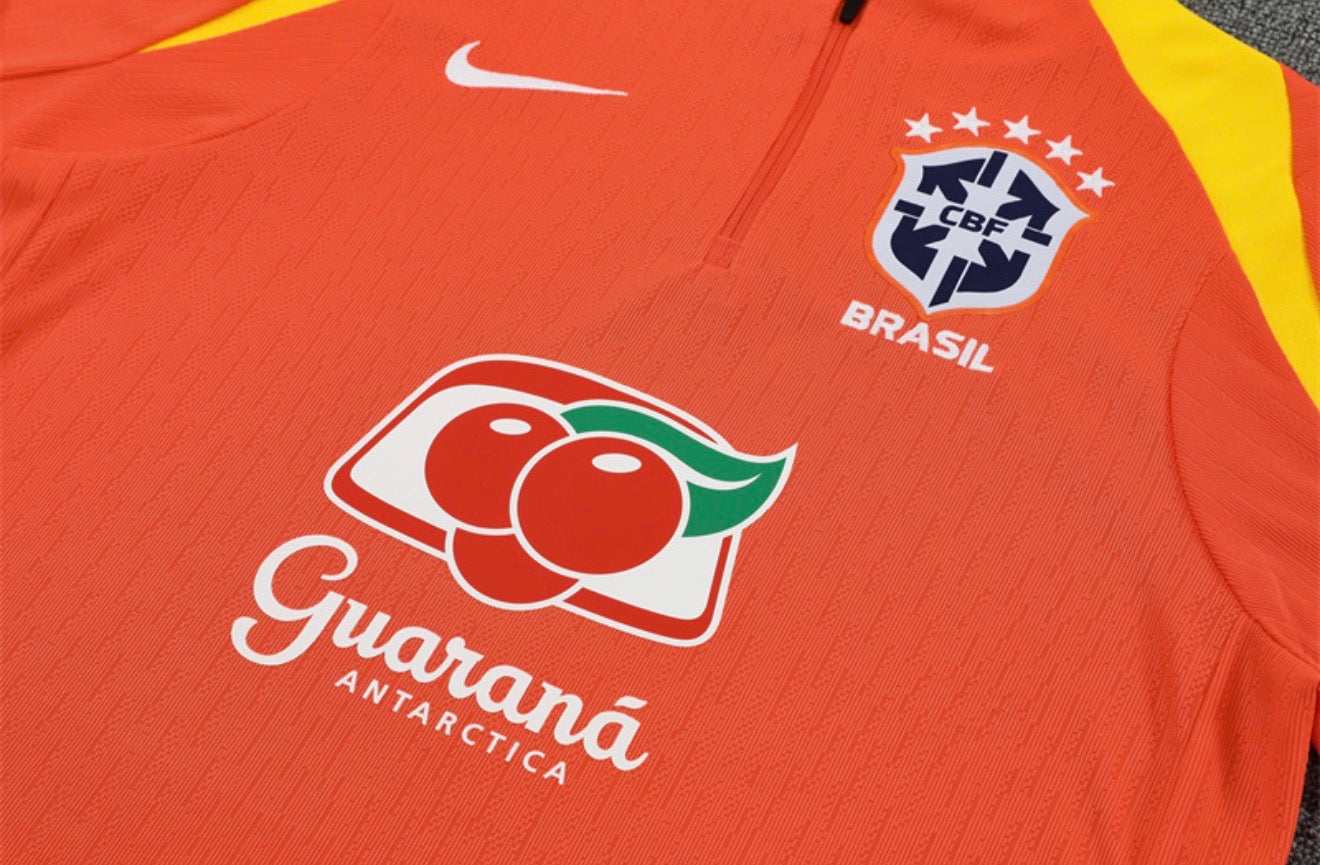 2025 Brazil Orange 1/4 Zip Tracksuit
