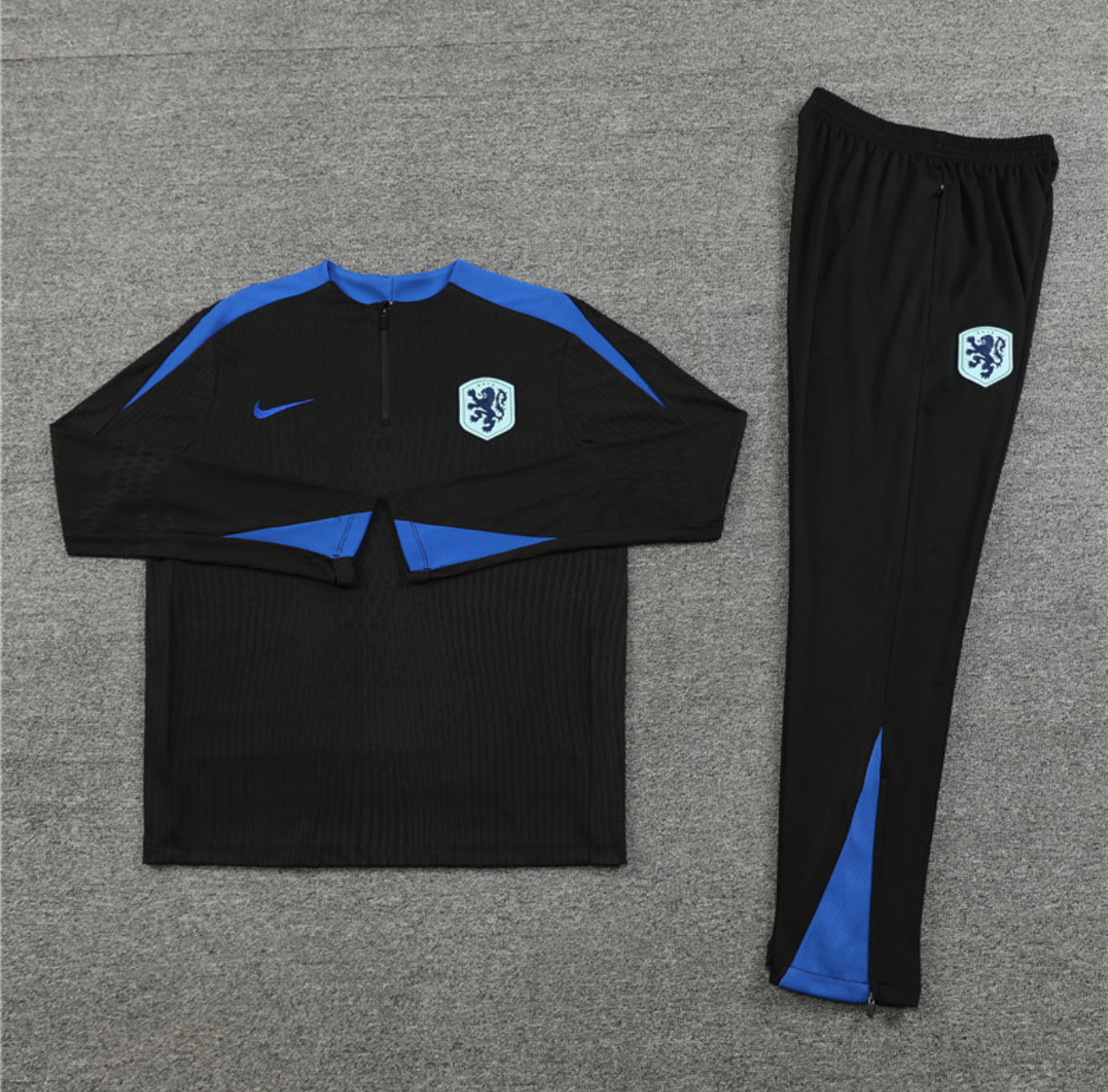2025 Netherlands Black And Blue 1/4 Zip Tracksuit