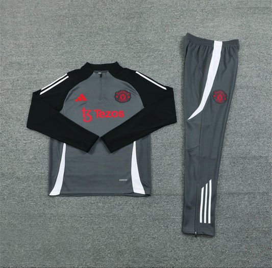 24/25 Manchester United Dark Grey 1/4 Zip Tracksuit