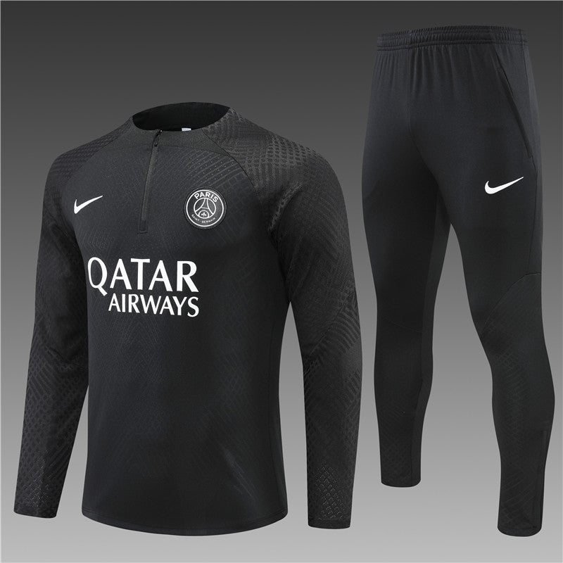 22/23 PSG Black 1/4 Zip Tracksuit