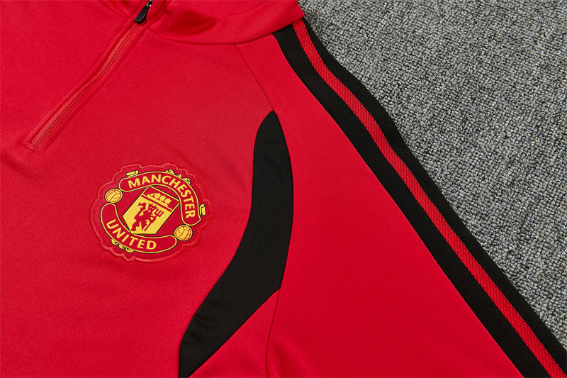 26/27 Manchester United Red And Black 1/4 Zip Tracksuit