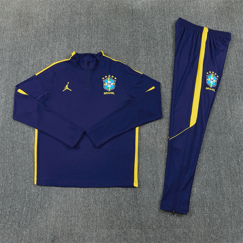 Brazil Navy And Yellow 1/4 Zip Tracksuit