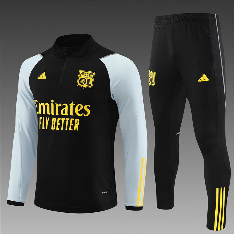 23/24 Olympic Lyon Black 1/4 Zip Tracksuit