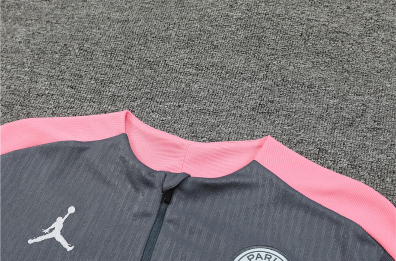 24/25 Jordan x PSG Grey And Pink 1/4 Zip Tracksuit