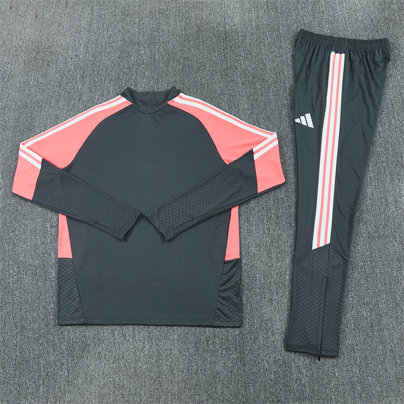 Real Madrid Grey And Pink 1/4 Zip Tracksuit