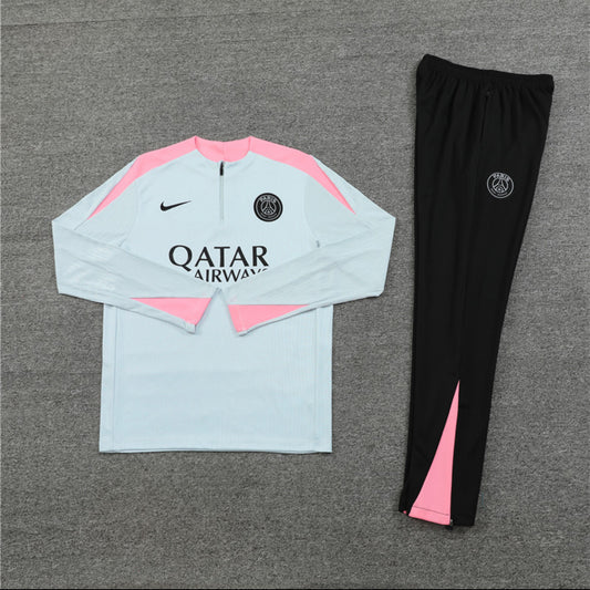 24/25 PSG Grey, Pink And Black 1/4 Zip Tracksuit