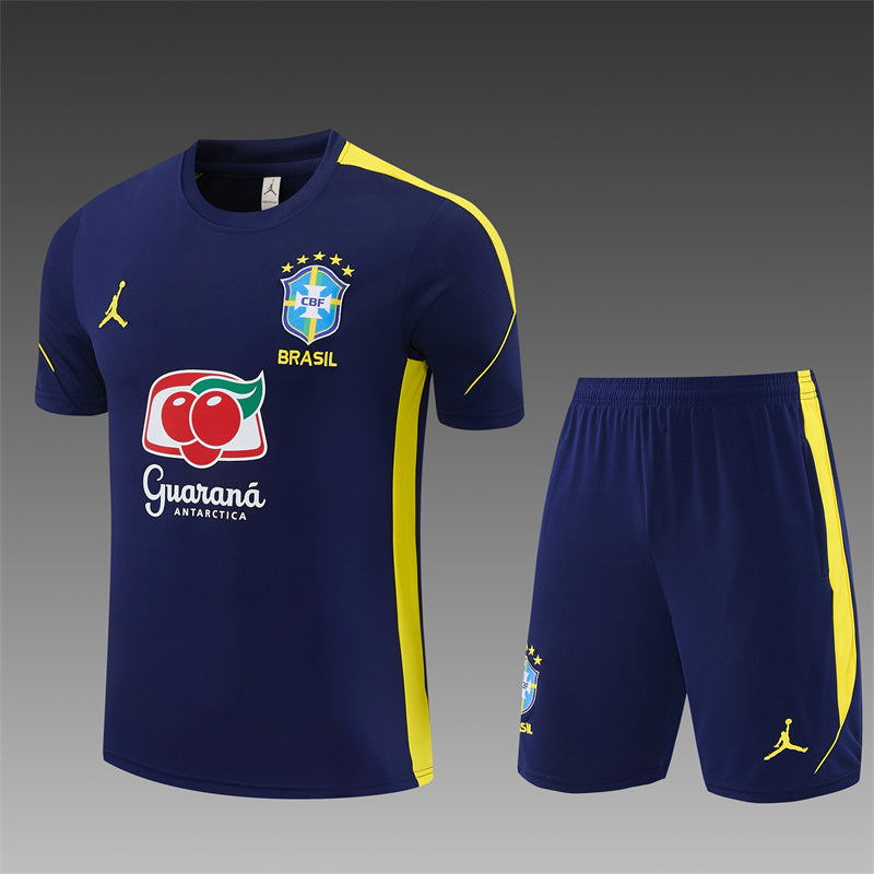 Brazil x Jordan Dark Blue/Yellow Shorts Training Set