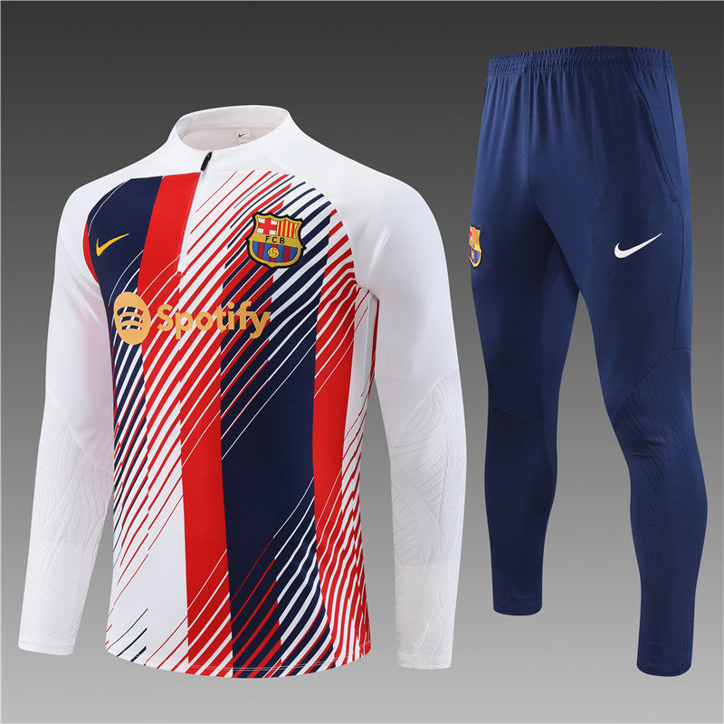 23/24 FC Barcelona White, Red And Blue 1/4 Zip Tracksuit