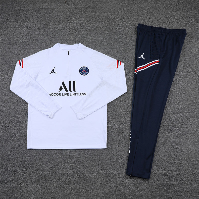 21/22 Jordan x PSG White And Navy 1/4 Zip Tracksuit
