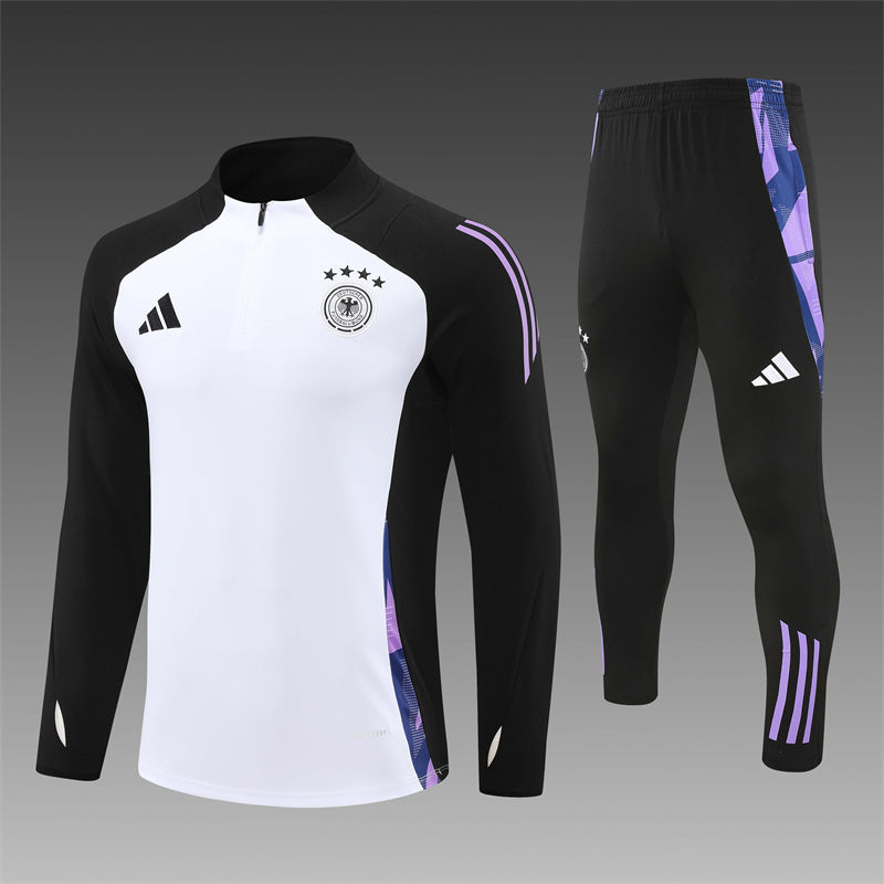 2025 Germany White And Black 1/4 Zip Tracksuit