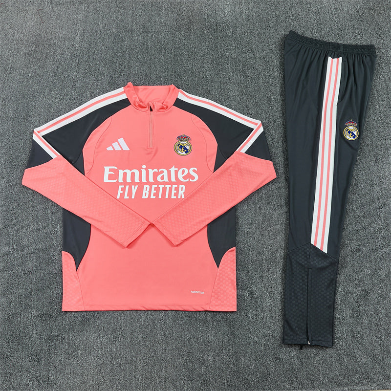 Real Madrid Salmon Pink 1/4 Zip Tracksuit