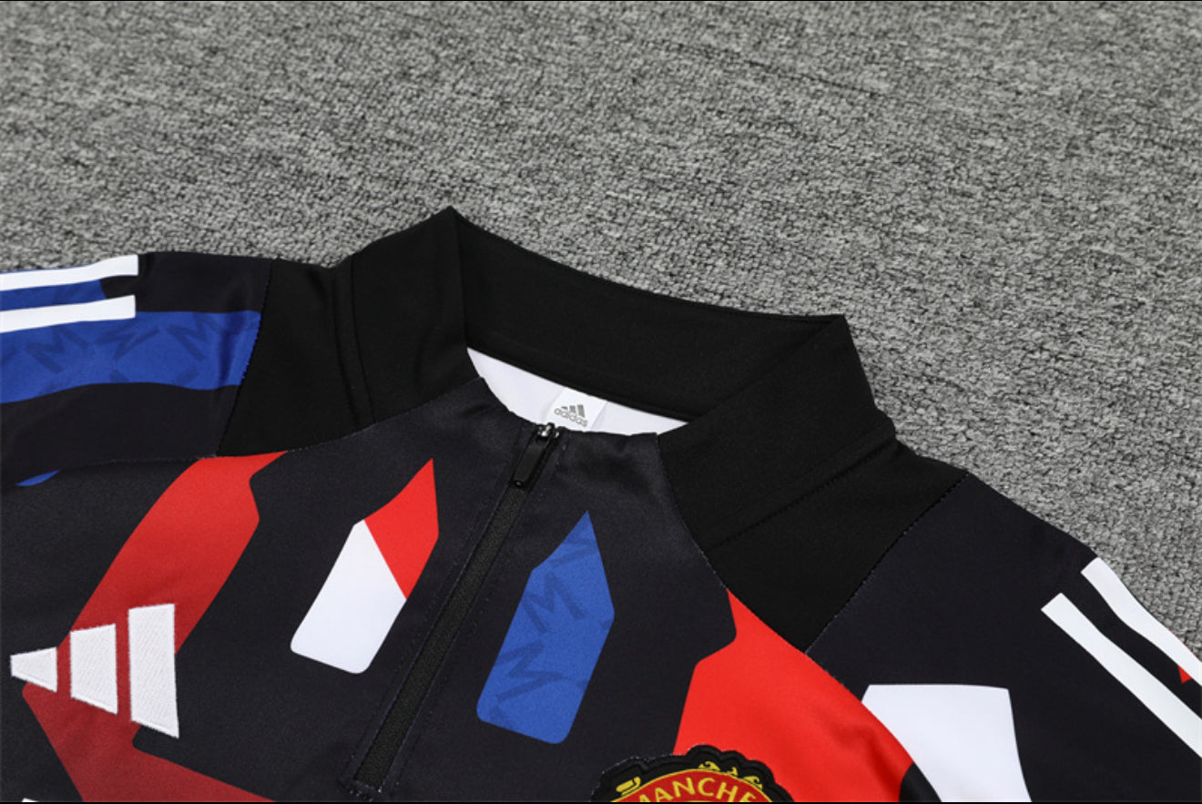 24/25 Manchester United Red, Black And Blue 1/4 Zip Tracksuit