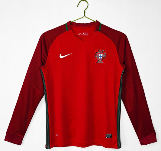 2016 Portugal Retro Home Jersey (Long Sleeve)