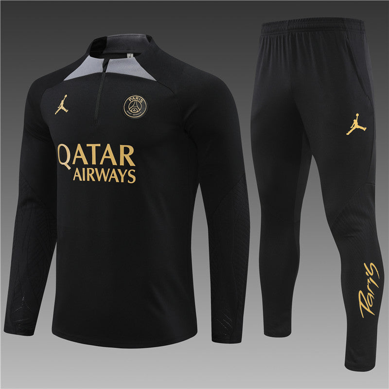 23/24 Jordan x PSG Black And Gold 1/4 Tracksuit