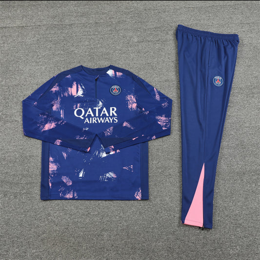 24/25 Jordan x PSG Navy And Pink 1/4 Zip Tracksuit